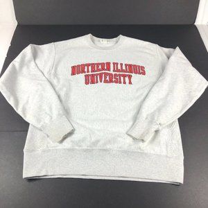 Champion Reverse Weave Northern Illinois Sweatshirt Adult Medium Grey Crewneck